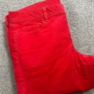 J.Crew 32R Corduroy Straight Leg Stretch Pants City Fit Red Poppy Women
